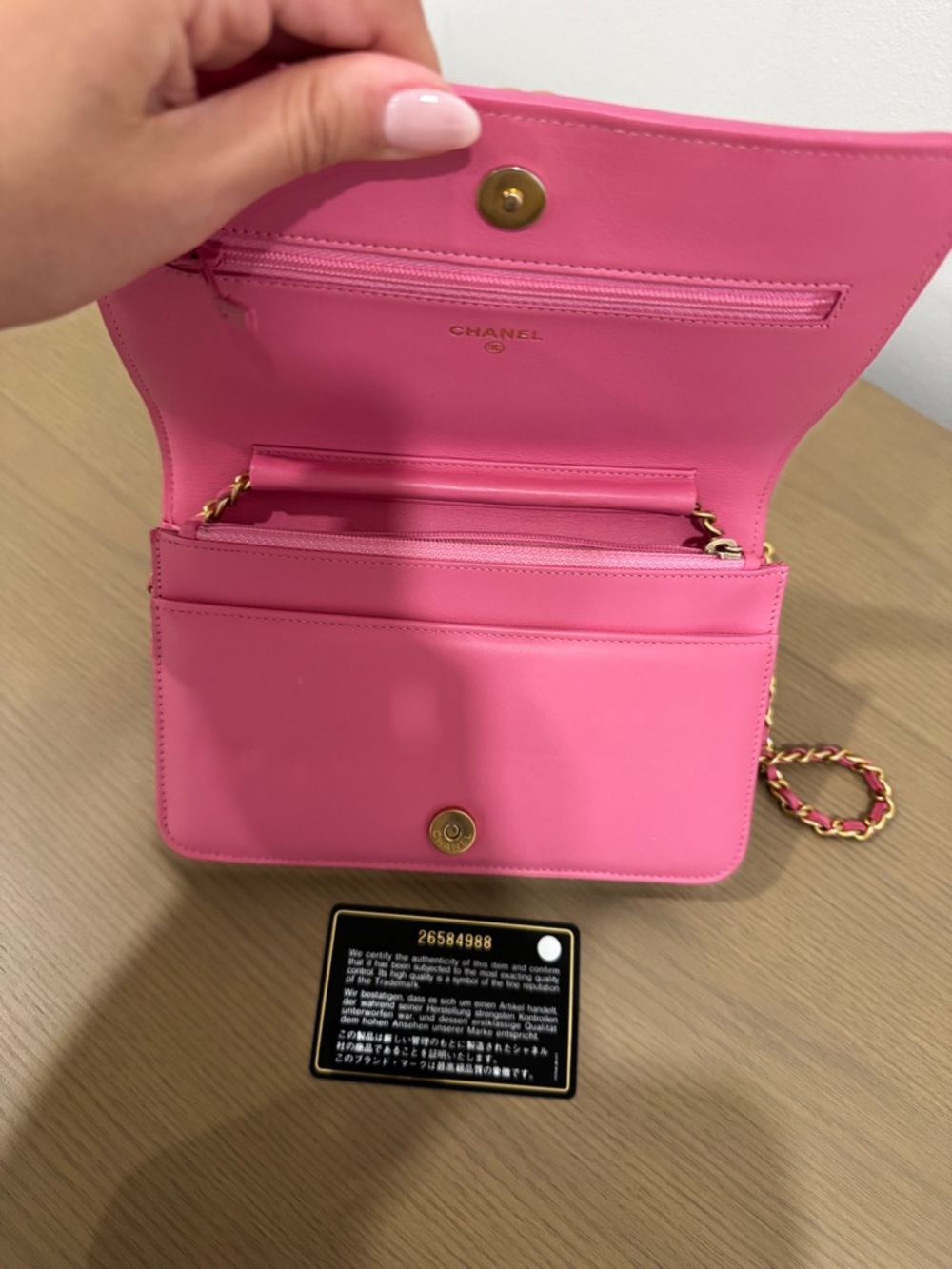 CHANEL Pink Quilted Boy Wallet with Gold CC Lock - Picture 9 of 12